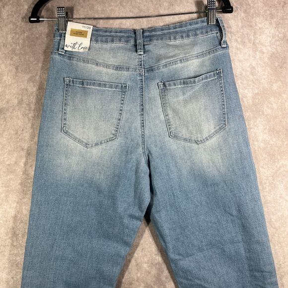 YMI Jeans Womens Size 11/30 Blue Denim High Rise Flare Side Destruction NEW - Picture 6 of 14